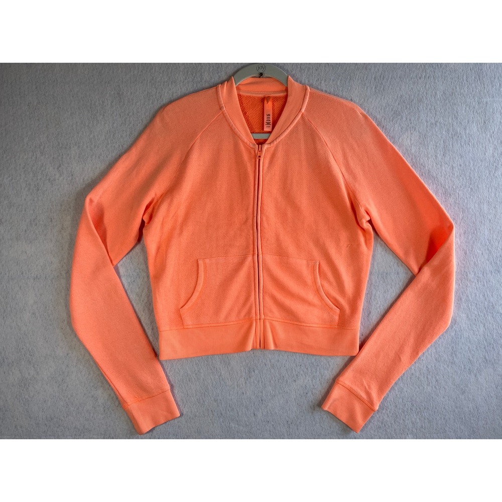 SKIMS Shrunken Zip up Sweatshirt Light French Terry Bomber Style Cropped Orange - Picture 2 of 7